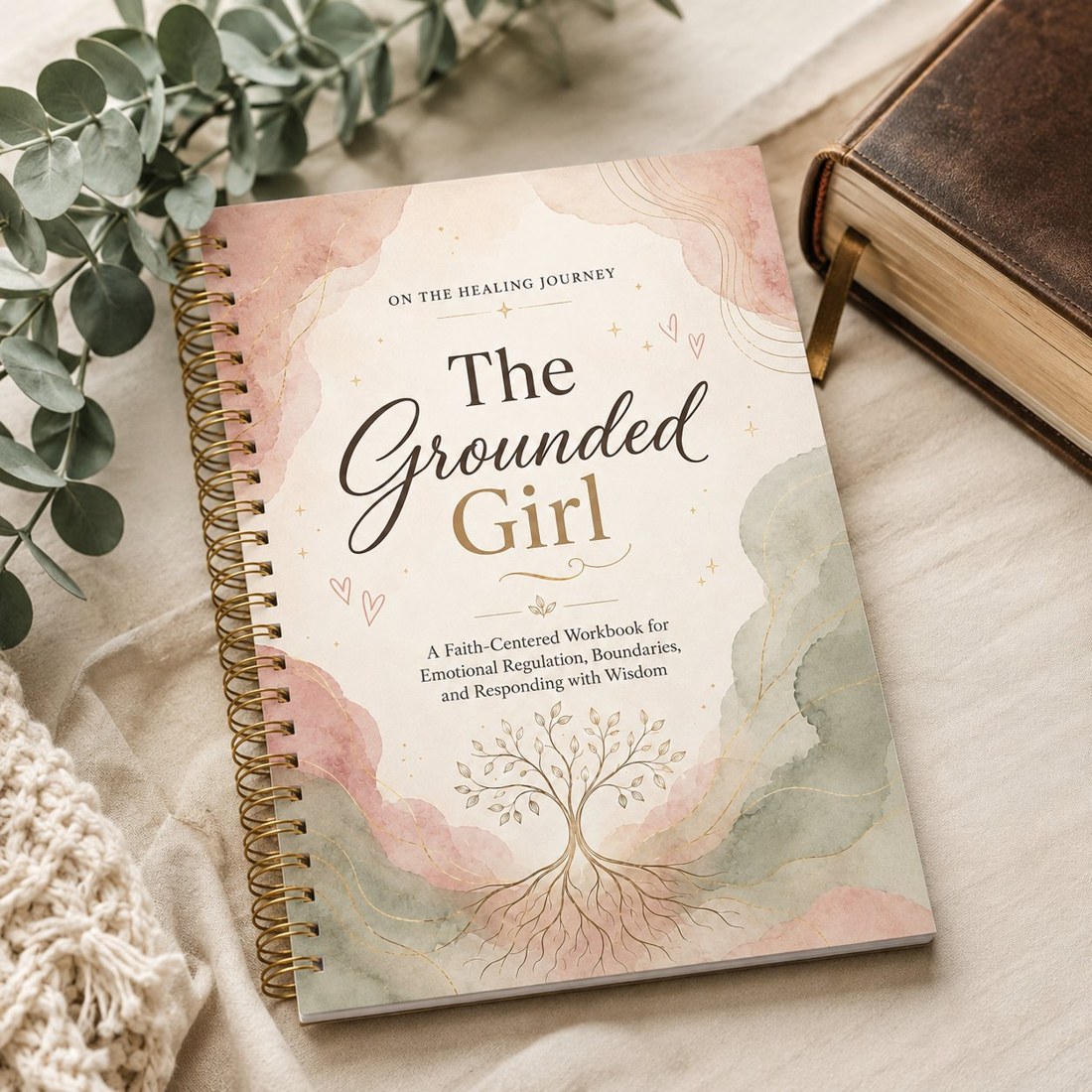 The Grounded Girl on linen beside a Bible