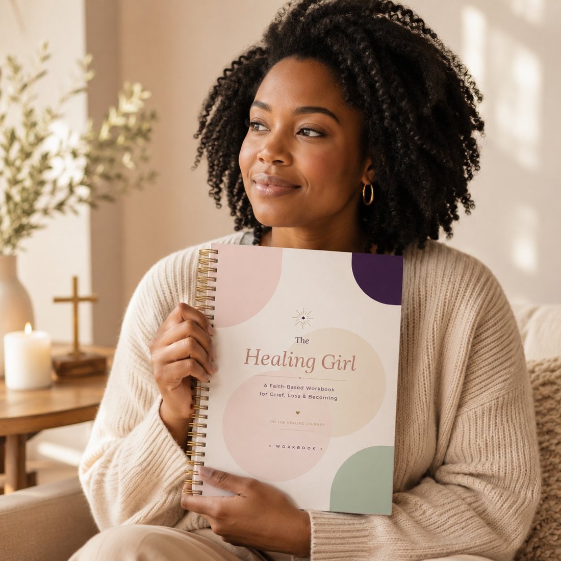 A woman holding The Healing Girl workbook