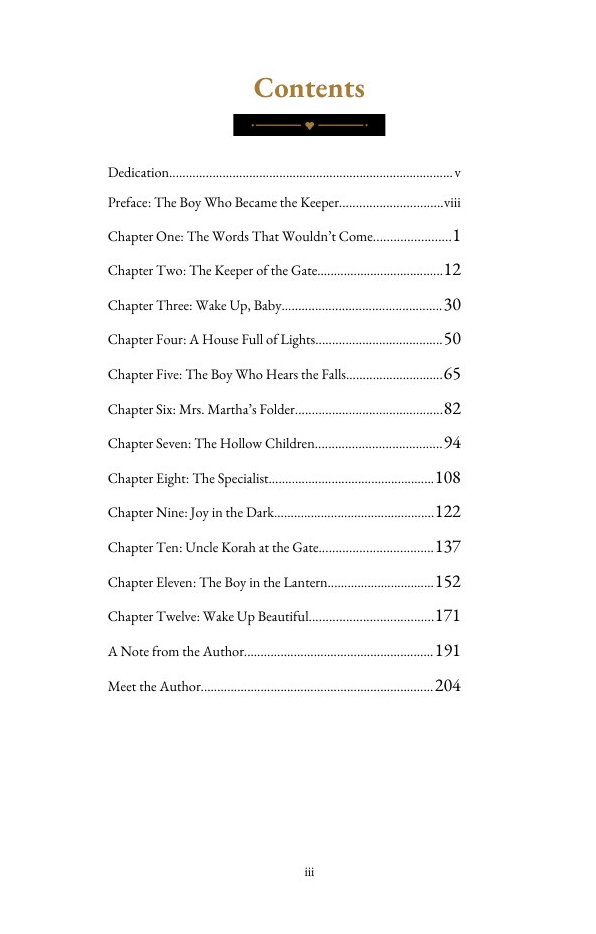 Zuri and the Lighthouse Falls table of contents