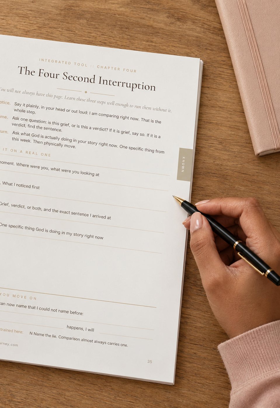 A woman working through the Four Second Interruption tool in The Secure Girl