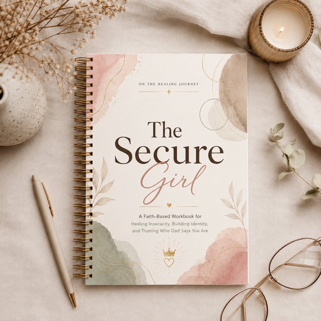 The Secure Girl flat-lay with a pen and glasses